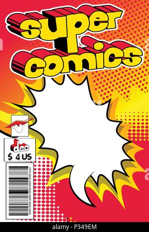 Editable comic book cover with abstract background. Stock Vector