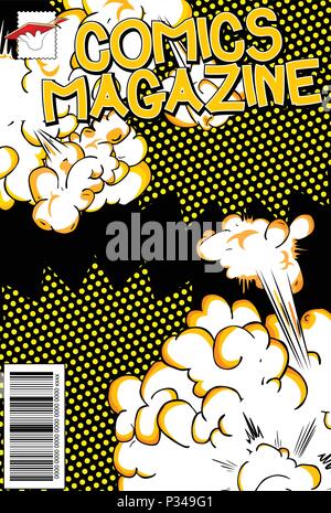 Editable comic book cover with abstract background. Stock Vector