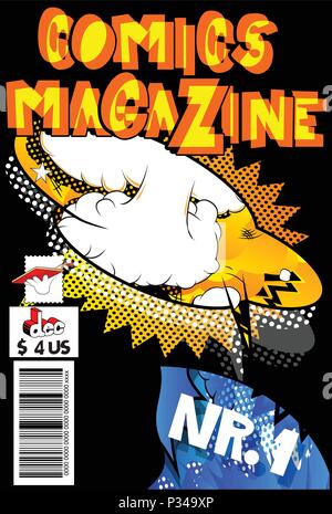 Editable comic book cover with abstract background. Stock Vector
