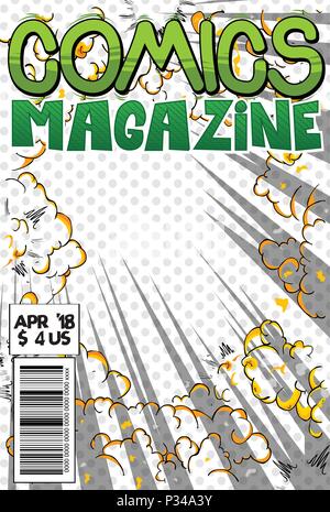 Editable comic book cover with abstract background. Stock Vector