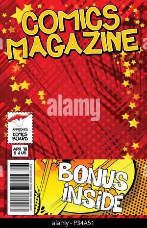 Editable comic book cover with abstract background. Stock Vector