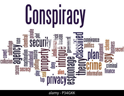 Conspiracy, word cloud concept on white background. Stock Photo