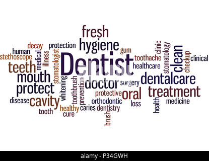 Dentist, word cloud concept on white background. Stock Photo