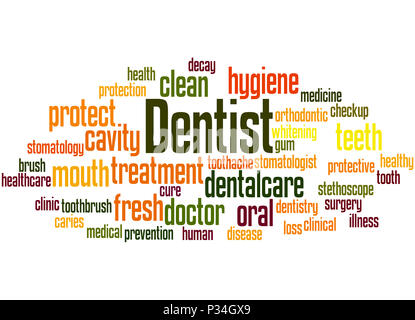 Dentist, word cloud concept on white background. Stock Photo