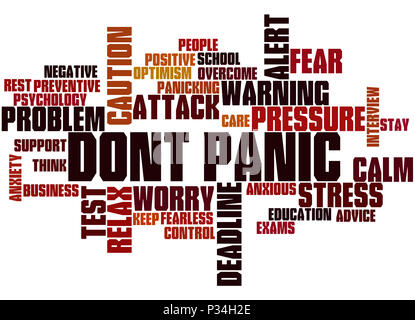 Dont Panic, word cloud concept on white background. Stock Photo