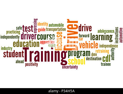 Driver Training, word cloud concept on white background. Stock Photo