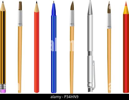 pencil pen brush isolated on white background vector illustration Stock Vector