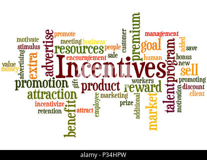 Incentives, word cloud concept on white background. Stock Photo