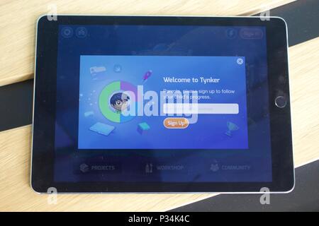 Tynker: Coding for Kids app on the 'Welcome to Tynker' email signup screen Stock Photo