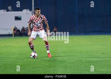 ZAGREB, CROATIA - NOVEMBER 09, 2017: European qualifier for 2018 FIFA World Cup Russia. Croatia vs Greece. Dejan LOVREN (6) with ball Stock Photo