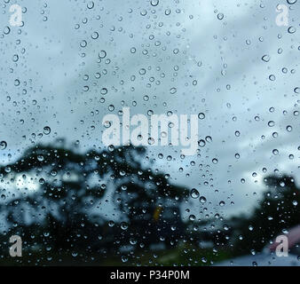 Water droplets on window Stock Photo