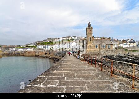 The entrance to Porthleven  harbour Cornwall England UK Stock Photo