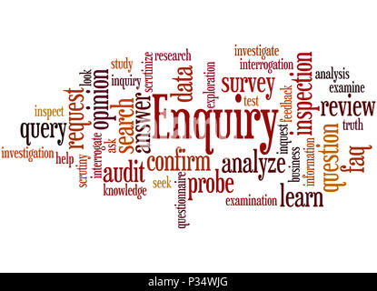 Enquiry, word cloud concept on white background. Stock Photo