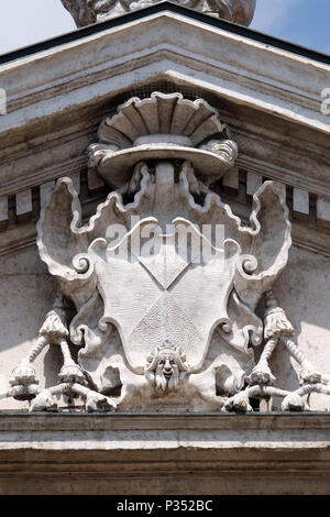 Coat of Arms on facade of the Mantua Cathedral dedicated to Saint Peter, Mantua, Italy Stock Photo