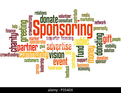 Sponsoring, word cloud concept on white background. Stock Photo