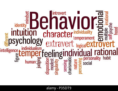 Behavior, word cloud concept on white background. Stock Photo