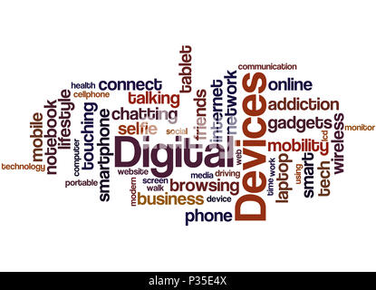 Digital Devices, word cloud concept on white background. Stock Photo