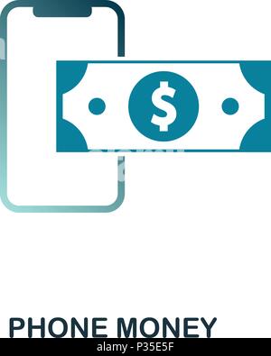 Phone Money icon. Flat style icon design. UI. Illustration of phone money icon. Pictogram isolated on white. Ready to use in web design, apps, software, print. Stock Vector