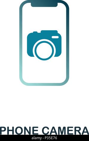 Phone Camera icon. Flat style icon design. UI. Illustration of phone camera icon. Pictogram isolated on white. Ready to use in web design, apps, software, print. Stock Vector