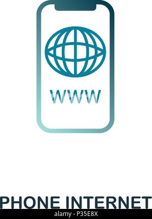 Phone Internet icon. Flat style icon design. UI. Illustration of phone internet icon. Pictogram isolated on white. Ready to use in web design, apps, software, print. Stock Vector
