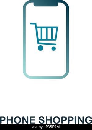 Phone Shopping icon. Flat style icon design. UI. Illustration of phone shopping icon. Pictogram isolated on white. Ready to use in web design, apps, software, print. Stock Vector