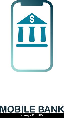 Mobile Bank icon. Flat style icon design. UI. Illustration of mobile bank icon. Pictogram isolated on white. Ready to use in web design, apps, software, print. Stock Vector