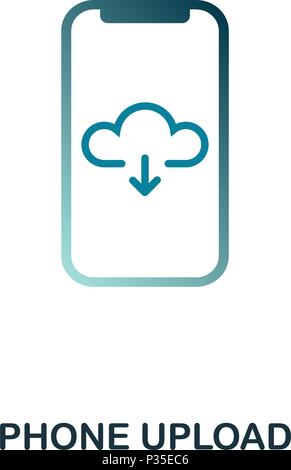 Phone Upload icon. Flat style icon design. UI. Illustration of phone upload icon. Pictogram isolated on white. Ready to use in web design, apps, software, print. Stock Vector