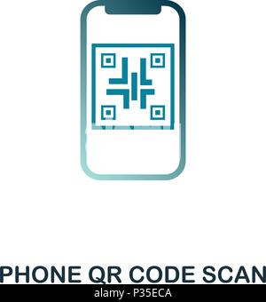 Phone Qr Code Scan icon. Flat style icon design. UI. Illustration of phone qr code scan icon. Pictogram isolated on white. Ready to use in web design, apps, software, print. Stock Vector