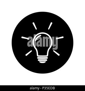 Light bulb icon on black background Stock Vector