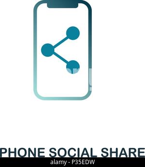 Phone Social Share icon. Flat style icon design. UI. Illustration of phone social share icon. Pictogram isolated on white. Ready to use in web design, apps, software, print. Stock Vector