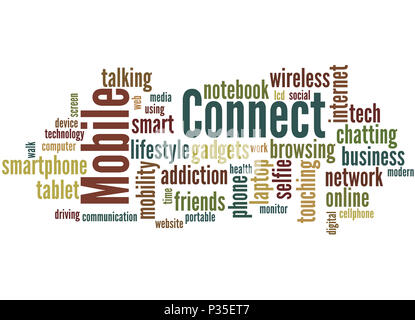 Mobile Connect, word cloud concept on white background. Stock Photo