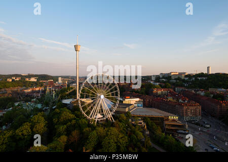 GOTHENBURG, SWEDEN - May 16, 2018: Central Gothenburg with Lisebergs amusement park from the  Gothia towers Stock Photo