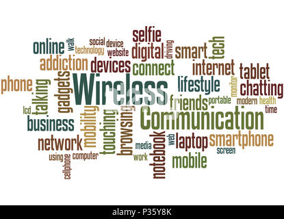 Wireless Communication, word cloud concept on white background. Stock Photo