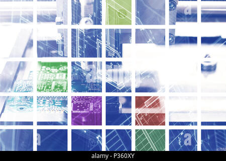 The concept of high technology background of squares or puzzles or divided pieces of colorful. Technology of the present and future Stock Photo
