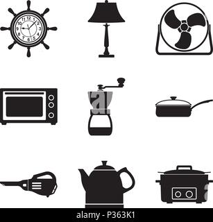 Set of home appliances. Silhouette vector Stock Vector