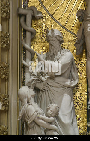 Moses lifts up the brass serpent, altar of the Holy Cross in Zagreb cathedral Stock Photo