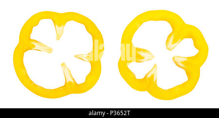 sliced yellow bell pepper path isolated Stock Photo