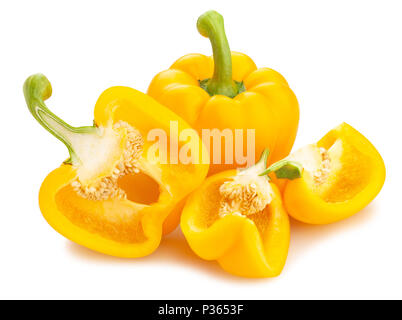 sliced yellow bell pepper path isolated Stock Photo