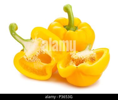 sliced yellow bell pepper path isolated Stock Photo