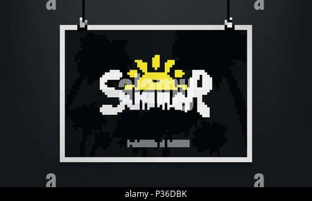 Stock vector illustration night billboard summer. Palm trees, date palms. Nighttime, black, late evening, party, luxury. Mock up, mockup. Art for banners, flyers, placards and posters. EPS10 Stock Vector
