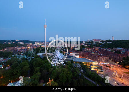 GOTHENBURG, SWEDEN - May 16, 2018: Central Gothenburg with Lisebergs amusement park from the  Gothia towers Stock Photo