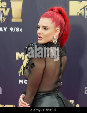 Justina Valentine attending the 2018 MTV Movie and TV Awards held at