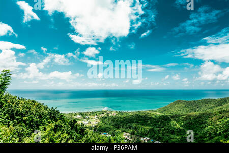 View of the Caribbean Sea from Yabucoa, Puerto Rico. Stock Photo