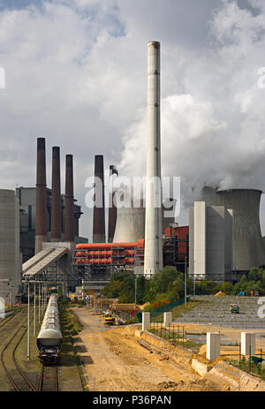 Vertical shot of a brown coal power station. Stock Photo