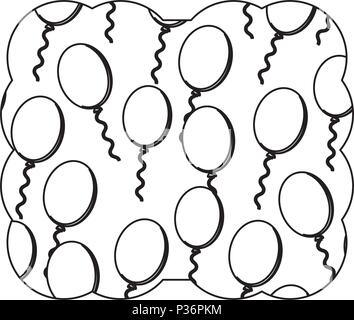 decorative frame with balloons pattern over white background, vector ...