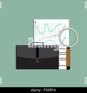 Analysis of exchange portfolio. Analysis business investment chart, management analytics. Vector illustration Stock Vector