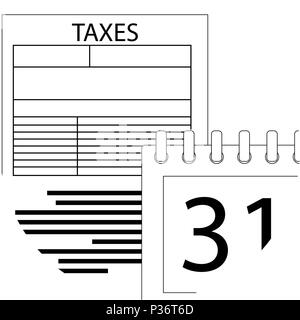 Tax day icon line. Vector time deadline for tax pay illustration Stock Vector