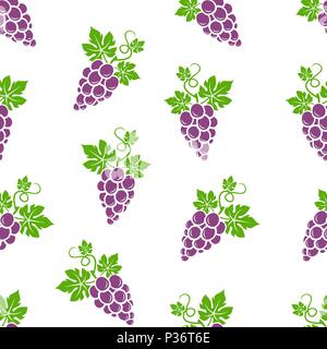 Seamless pattern of grapes. Vector illustration. Food wallpapers from fruit. Stock Vector