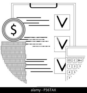 Financial audit line icon. Inspection checklist capital, earnings paperwork, vector illustration Stock Vector