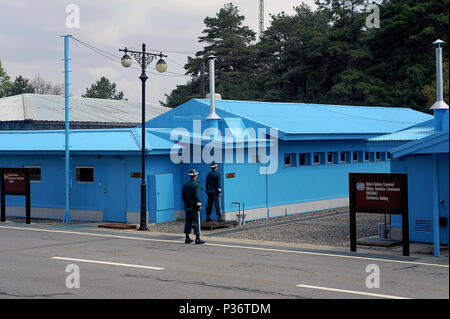 Panmunjeom, South Korea, South Korean guards at the border strip Stock Photo